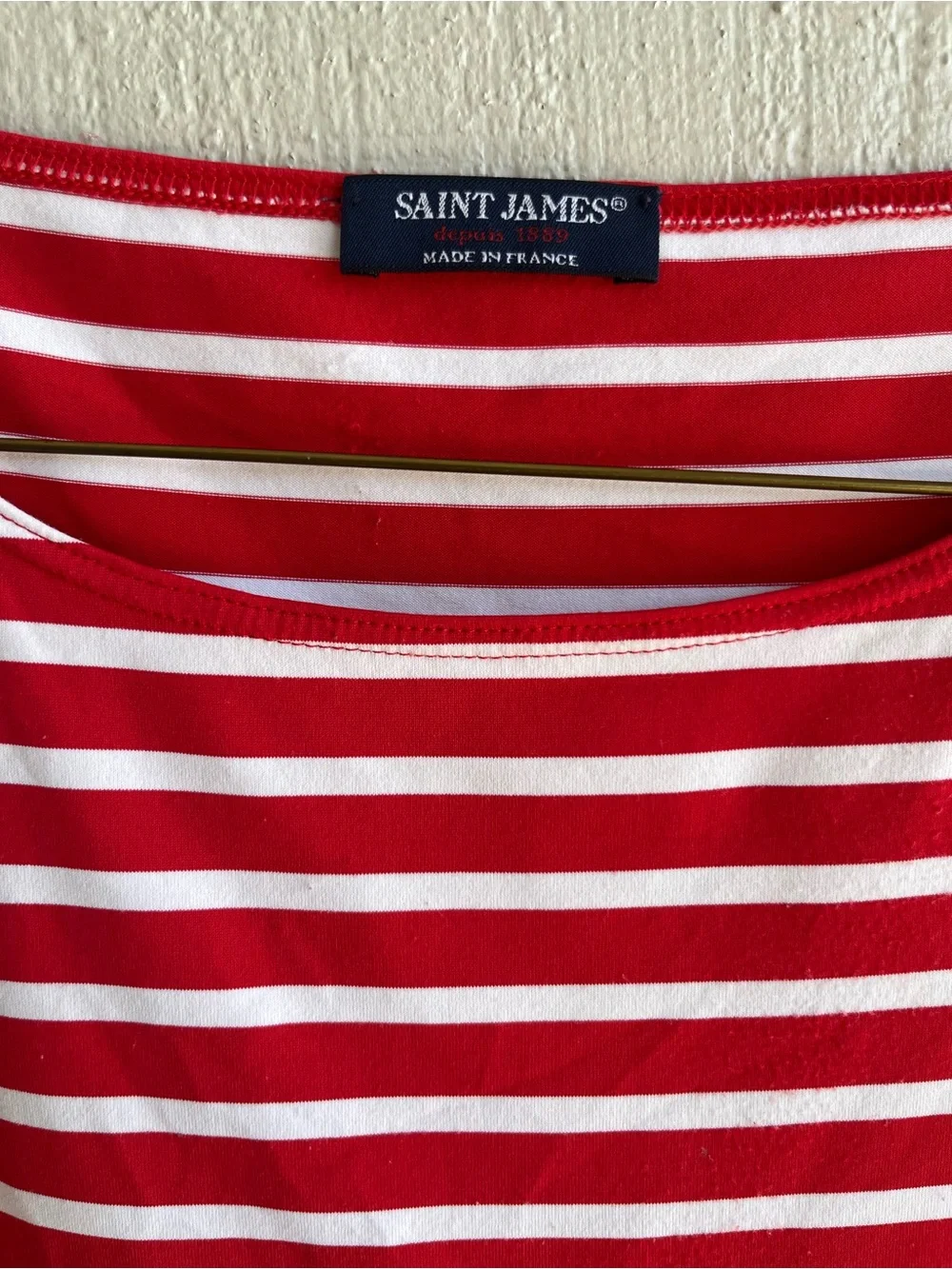 Saint James Etrille Breton T-Shirt in Red White Stripes - Picture 3 of 6